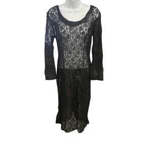 By Choice California Black Lace Corset Back‎ Long Sleeve Dress Size 13